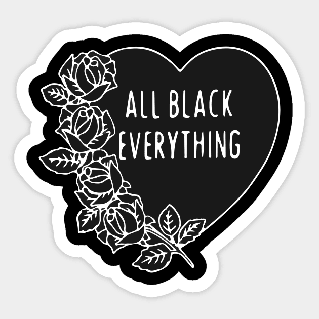 All Black Everything Emo Heart Rose Gothic Punk Grunge Tattoo Aesthetic Sticker by Prolifictees